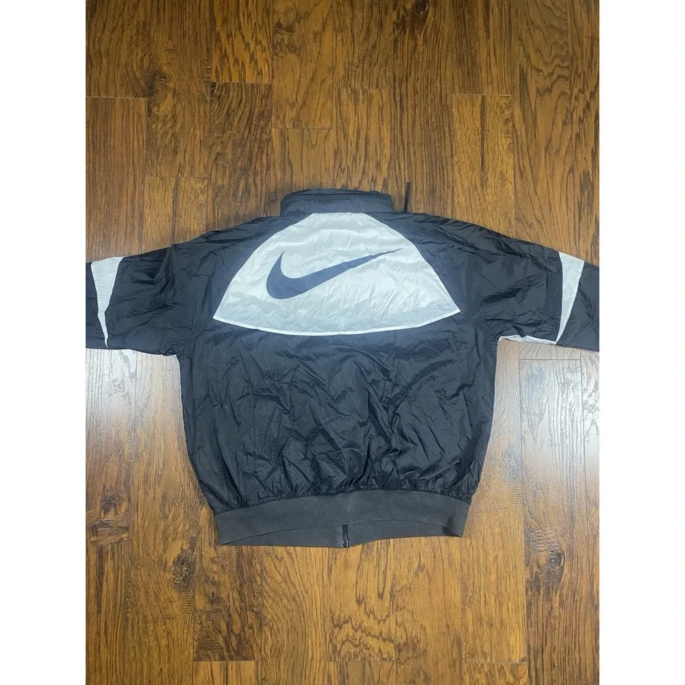 Nike Vtg 90s Y2K Panda Lrg Windrunner Windbreaker Jacket Black White Nylon Glanz